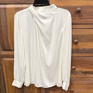 Ann Taylor Cream Blouse With Front Draping